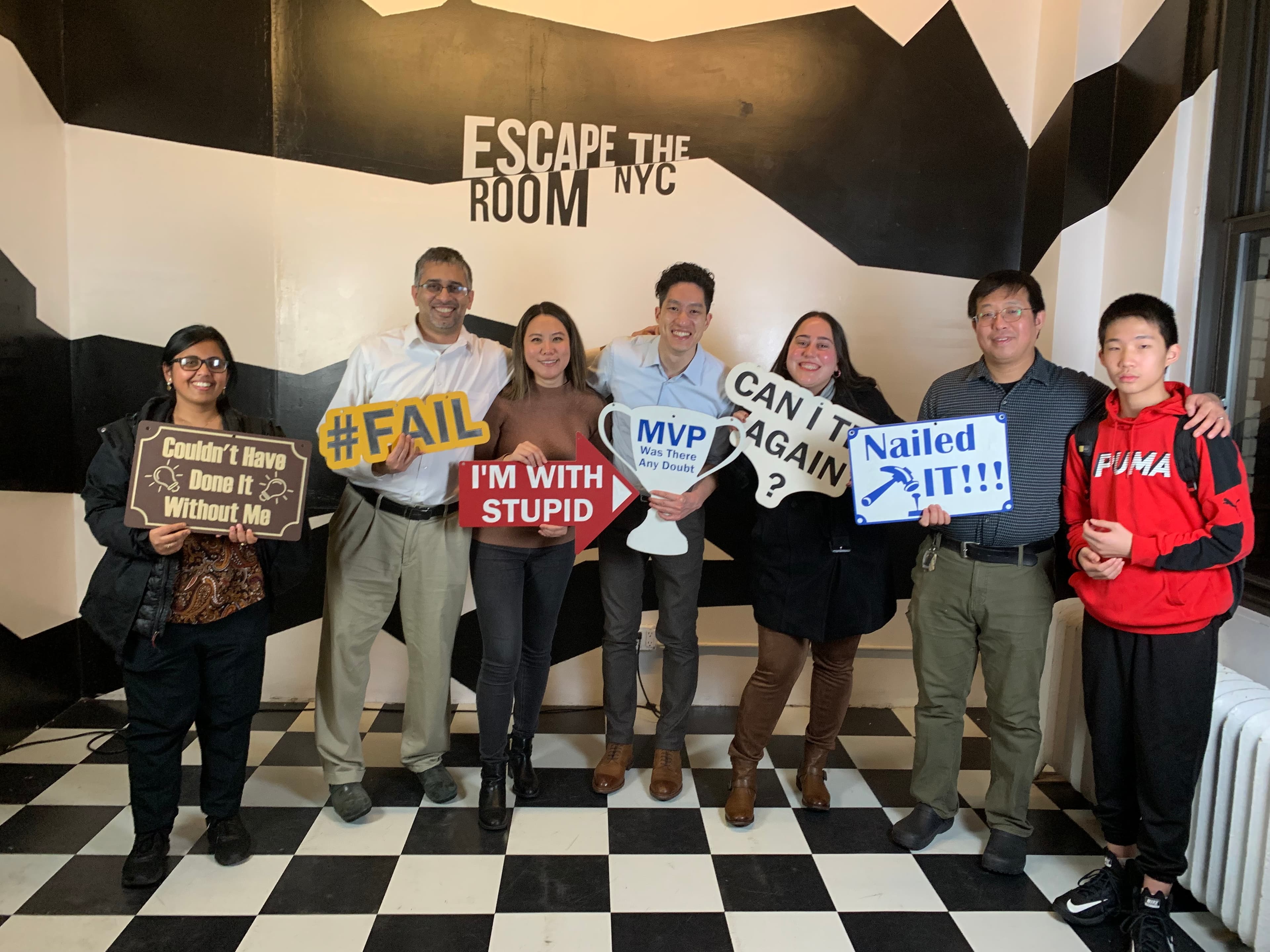 Lab team after completing an escape room challenge
